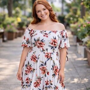 New Look Women's M White Floral Long Dress Sleeveless Summer Casual‎